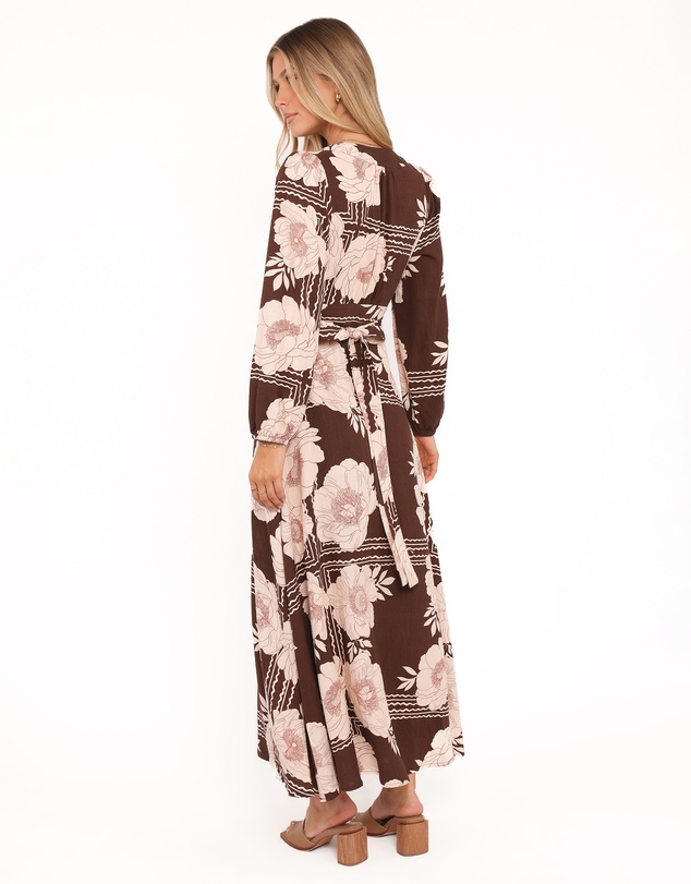 Petal & Pup - Safia Midi Dress - Brown Floral