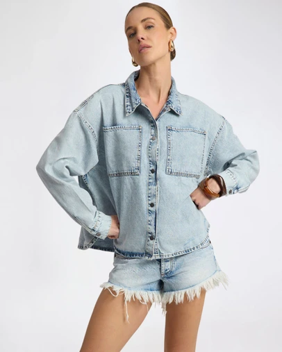 ONE TEASPOON - Je T'Aime Denim Shacket - Whisper Blue