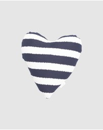 Mog & Bone - Heart Shaped Soft Toy - Navy Hamptons Stripe Print