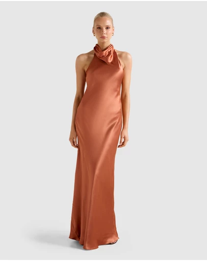 Forever New - Clementine High Neck Satin Maxi Dress