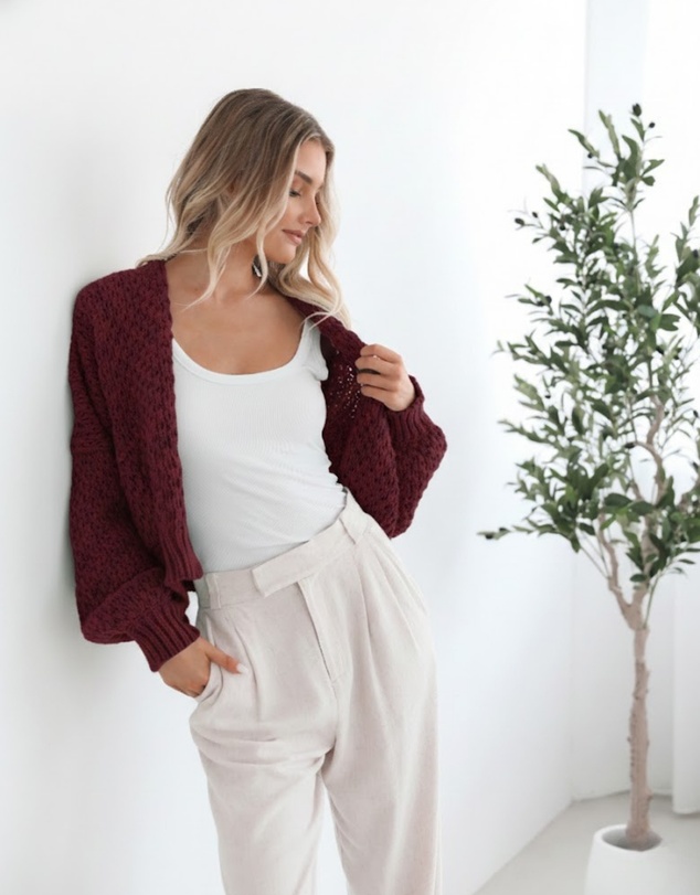 Esther & Co - Dorine Cardigan - Wine