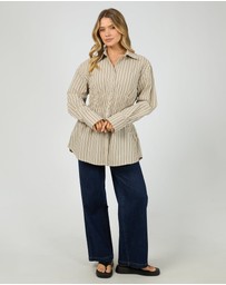 All About Eve - Aae Ruched Stripe Shirt Natural