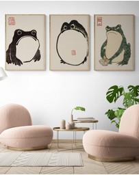 Inka Arthouse - 3x Vintage Japanese Frog Art Prints