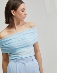 Oxford - Nia Mesh Off-Shoulder Top
