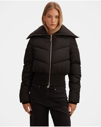 Forever New - Evie Cropped Ribbed Detail Puffer Jacket