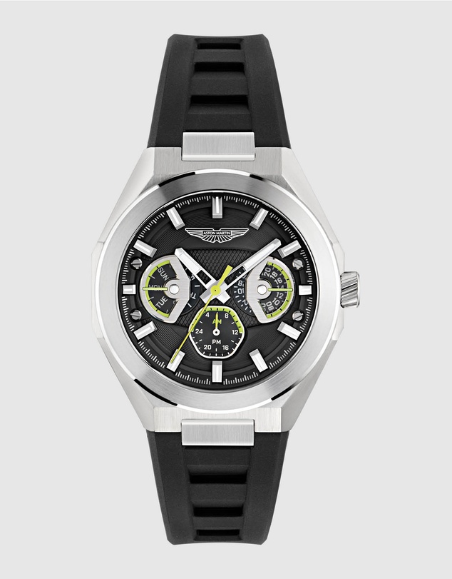 Aston Martin - TKS Black Dial Black Gunmetal Silicone Strap Watch
