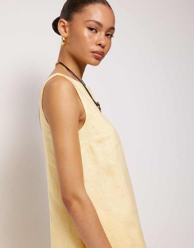 AERE - Indra Boat Neck Linen Mini Dress