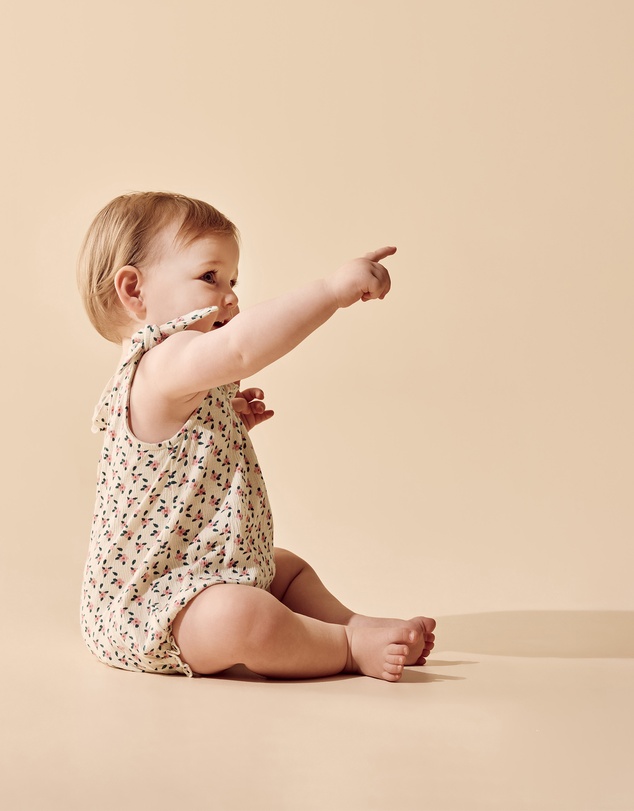 Wilson & Frenchy - Little Blossom Organic Crinkle Tie Playsuit - Babies