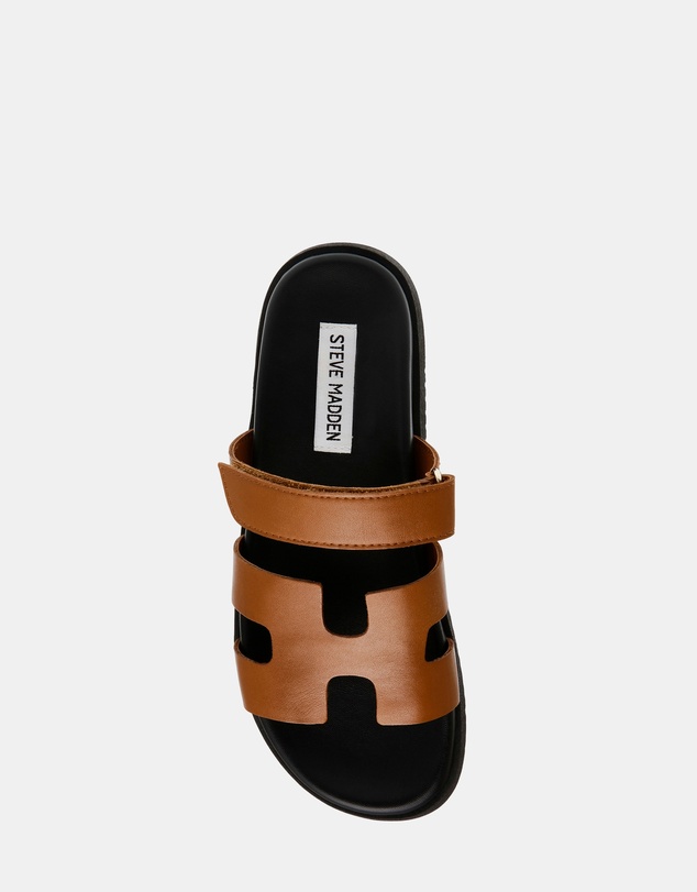 Steve Madden - Mayven-Cn Cognac Action Leather Sandals