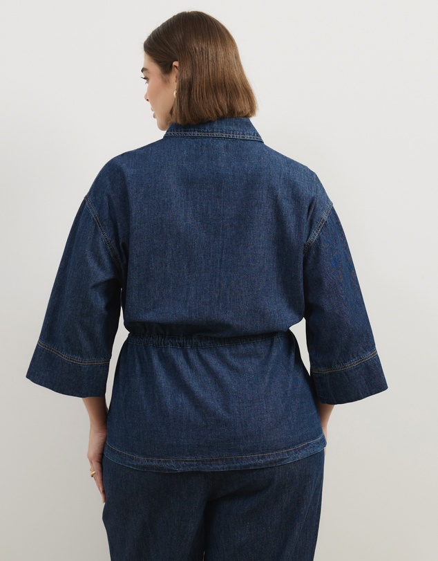 Atmos&Here Curvy - Alma SS Denim Chambray Shirt