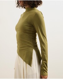 Atmos&Here - Long Sleeve Boat Neck Jersey Top