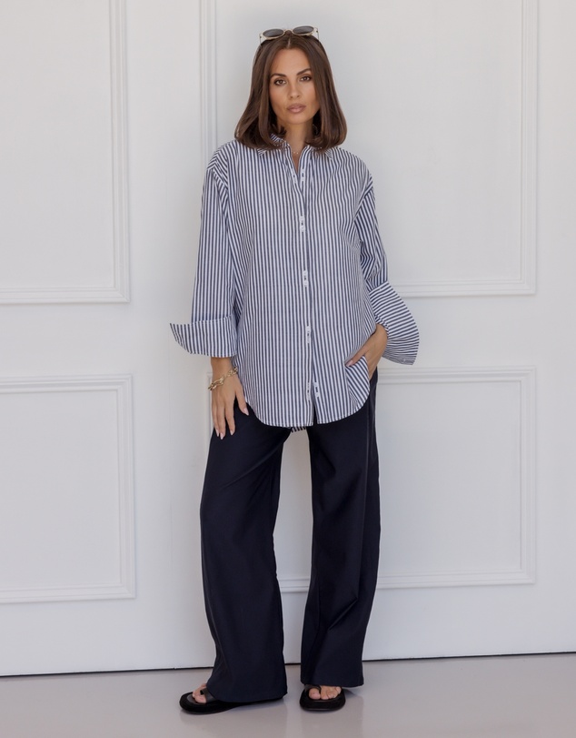 ALEXANDRA - Austin Shirt Navy Stripe