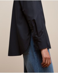 Trenery - Cotton Poplin Long Sleeve Shirt in Night Sky