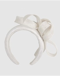 Max Alexander - White Sinamay Bow Racing Fascinator Headband
