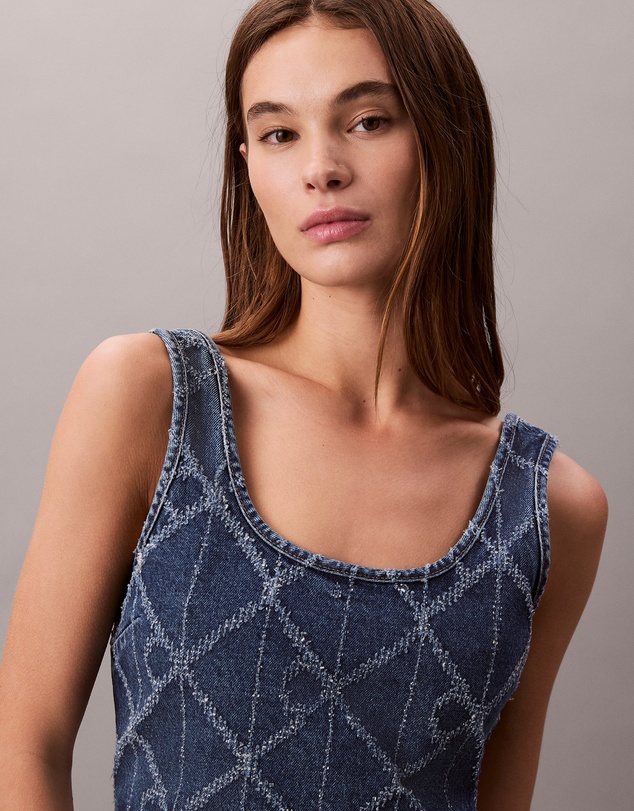 Calvin Klein Jeans - Denim Allover Monogram Cropped Tank Top