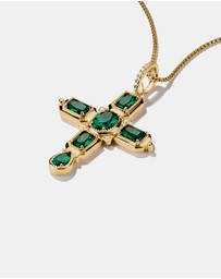 THOMAS SABO - THOMAS SABO Cross Pendant with Green Zirconia Stones