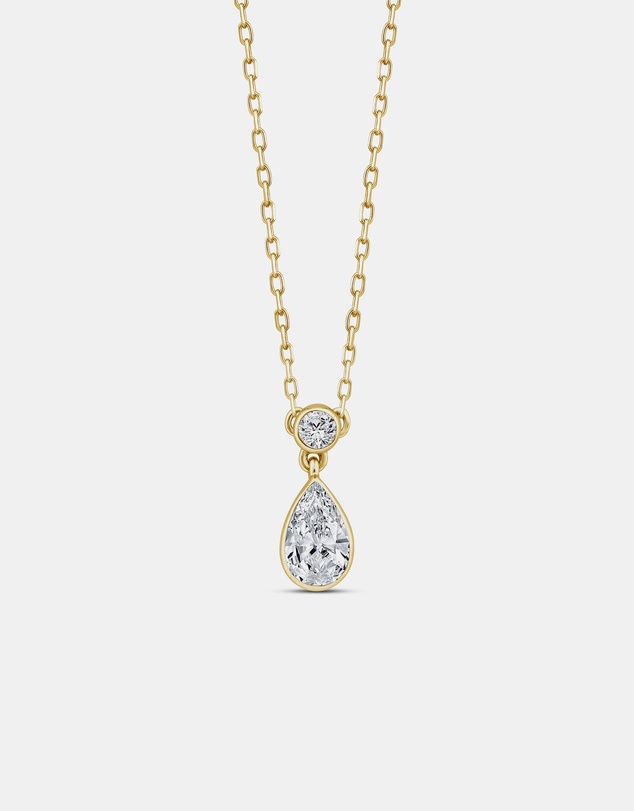 Zoe Olivia - 9K Gold Pear Lab Grown Diamond Drop Necklace