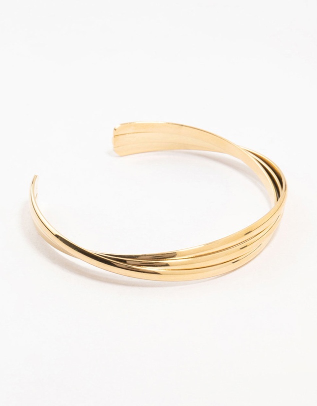 Lovisa - Waterproof Gold Plated Stainless Steel Twisted Ribbed Wrist Cuff