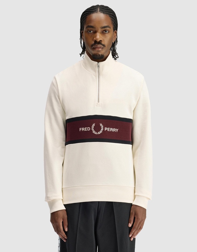 Fred Perry - Embroidered Panel Half Zip Sweatshirt
