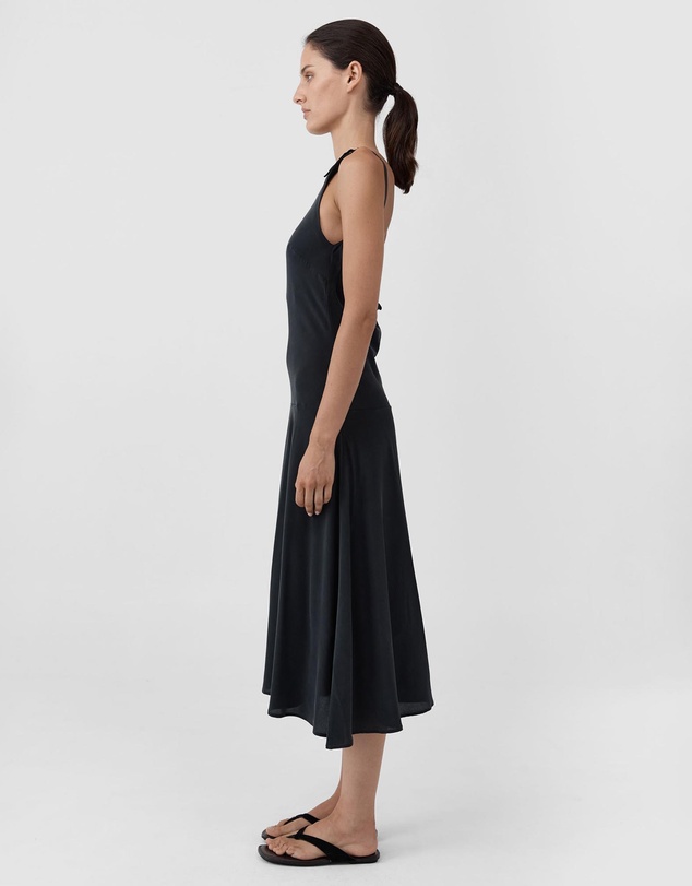 St. Agni - Silk Drape Back Midi Dress