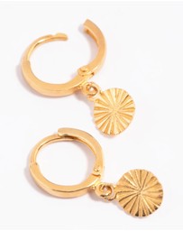 Lovisa - Gold Plated Sterling Silver Etched Huggie Hoop Earrings