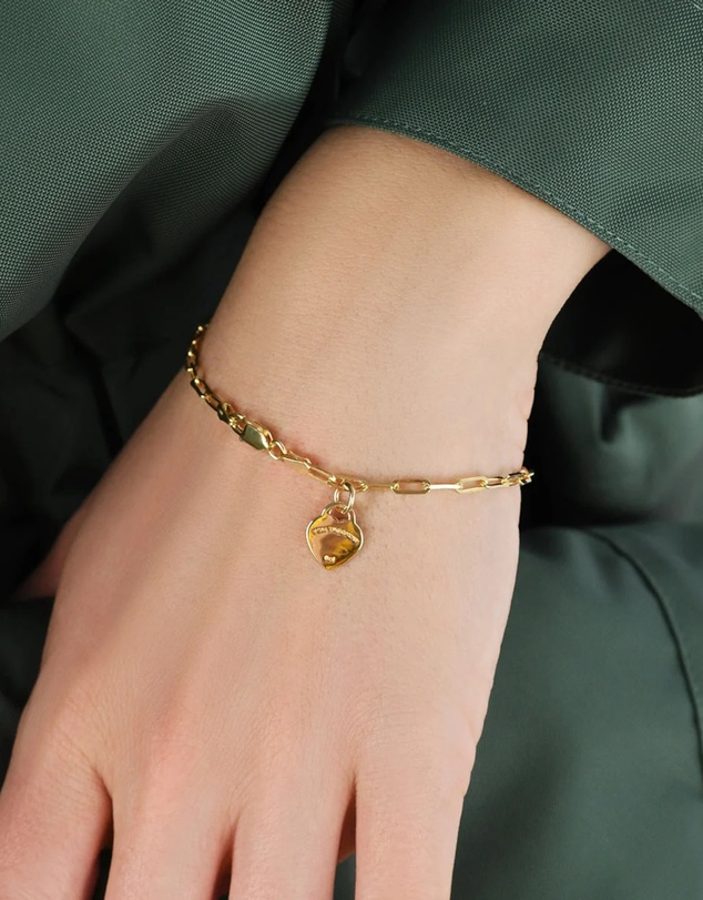 Von Treskow - Luxe Clip chain Bracelet with Flat Heart