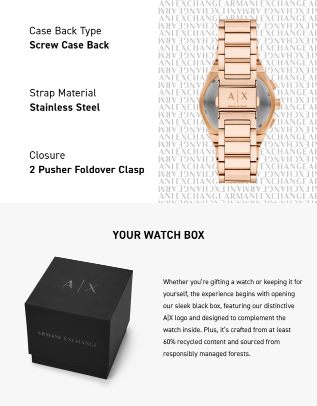 Armani Exchange - Rose Gold Analogue-Chronograph Watch