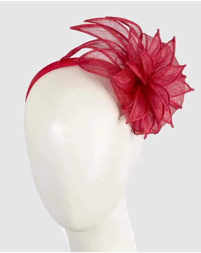 Max Alexander - Flower Red Sinamay Fascinator Headband