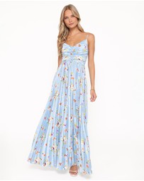 Petal & Pup - Naira Pleated Maxi Dress - Cornflower Blue Floral