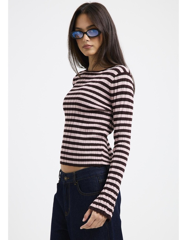 Subtitled - Holland Boat Neck Long Sleeve Knit Top