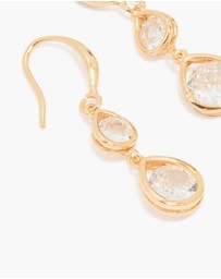 Lovisa - Gold Plated Double Cubic Zirconia Hook Earrings
