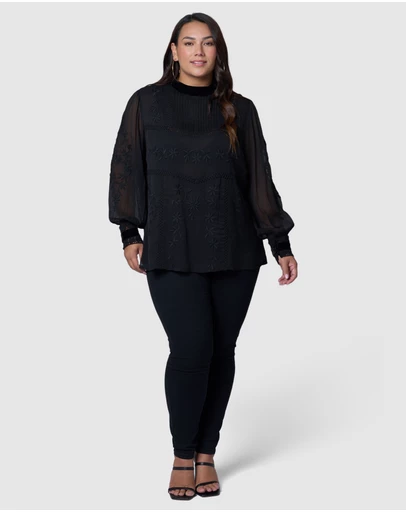 Sunday In The City - Nightfall Embroidered Blouse