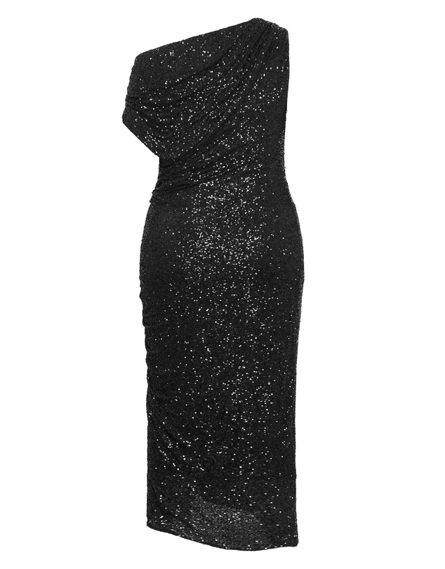 City Chic - Plus size Sequin Star Off Shoulder Maxi Dress - black