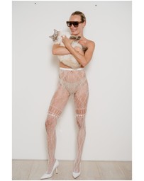 High Heel Jungle - Chevonne Lace And Satin Fishnet Tights