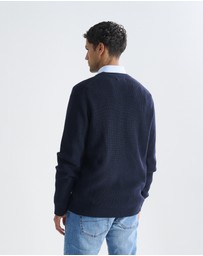 3 Wise Men - 3 Wise Men Drake Crew Neck Wool Blend Knit - Deep Navy
