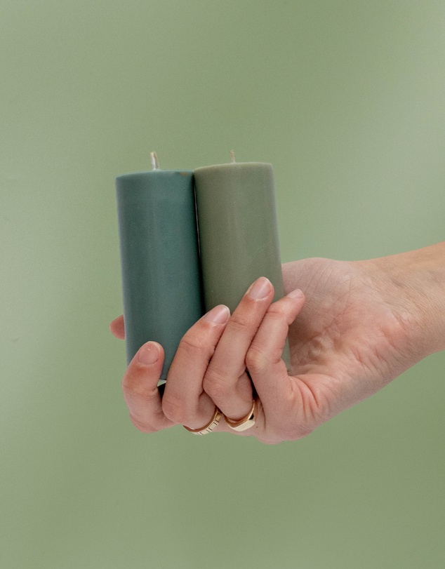 porter green - escc small pillar candle soy-blend unscented candles