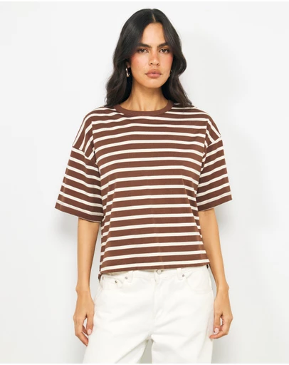 AERE - Layla Stripe Boxy Tee