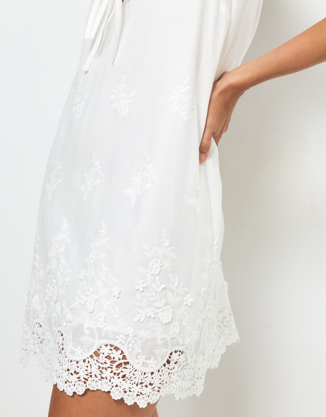 AERE - Delilah Embroidered Cotton Lace Mini Dress