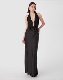 MISHA - Celine Mesh And Satin Gown