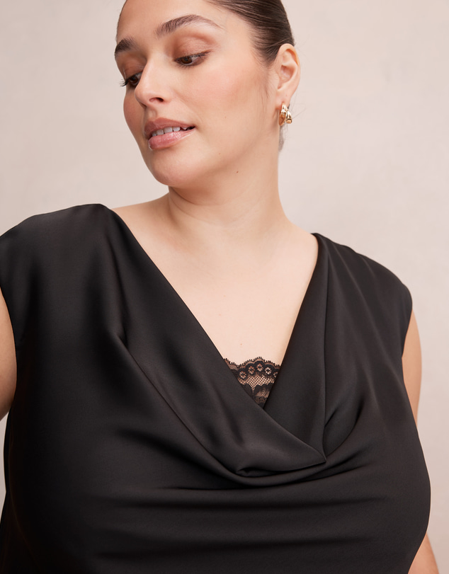 Forever New Curve - Ivy Curve Lace Trim Cowl Neck Top