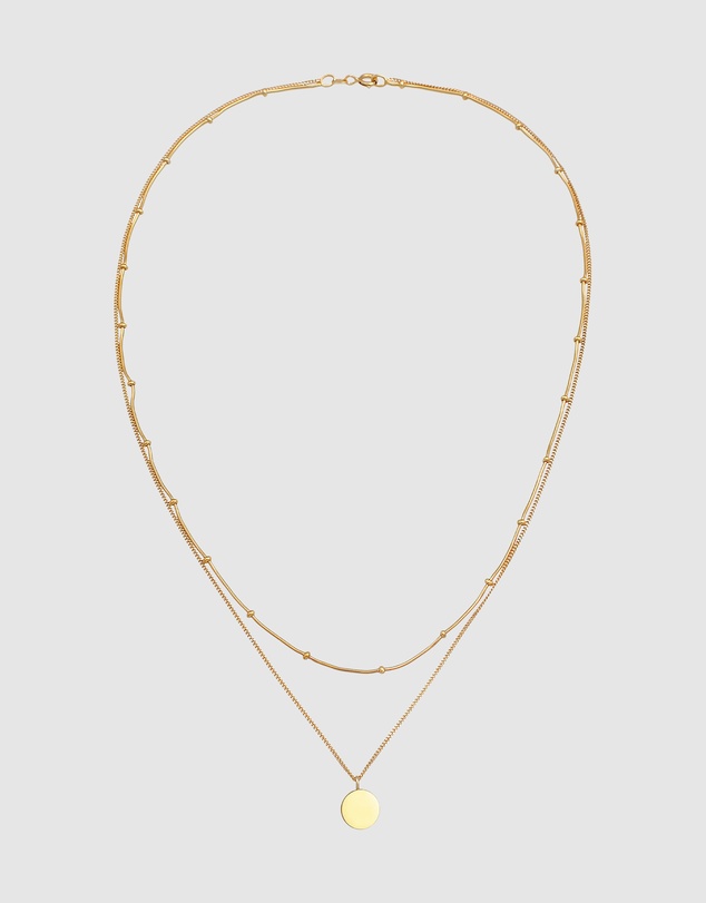 Elli Jewelry - Filigree Round Pendant Layered Necklace in Gold-Plated 925 Silver