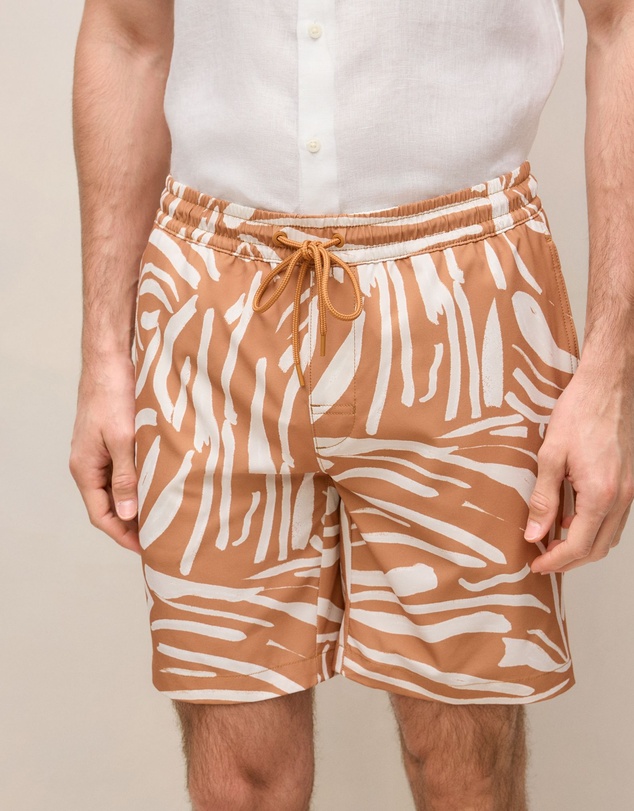 Trenery - Brushstroke Swim Short in Butterscotch Brown