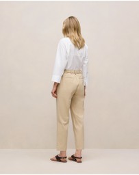 Trenery - Cotton Blend Straight Leg Pant in Sand