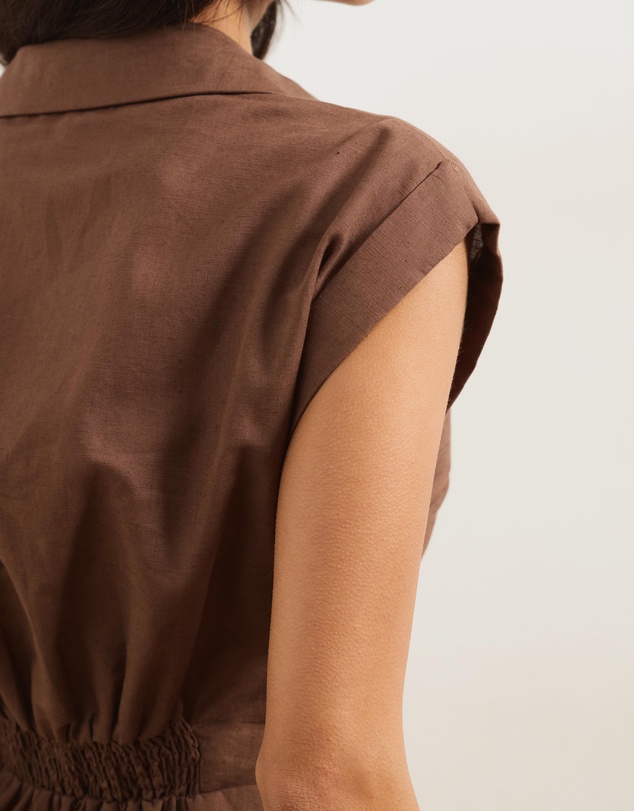 Atmos&Here - Marni Linen Blend Tie Front Mini Dress