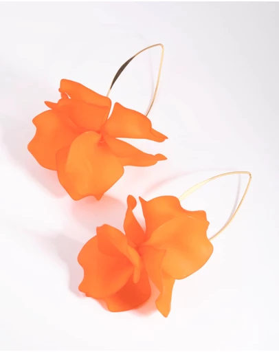 Lovisa - Orange Frosted Flower Drop Earrings