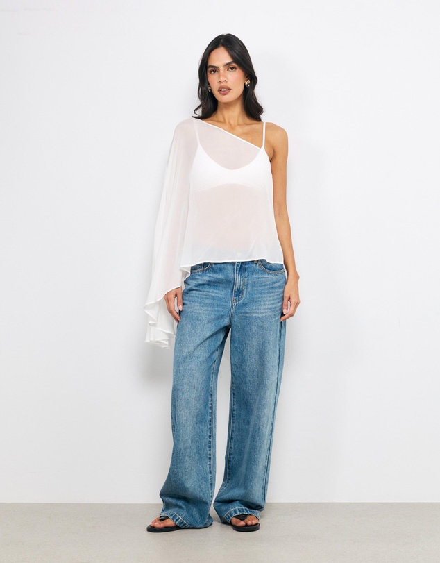 AERE - Mila One Shoulder Asymmetric Blouse
