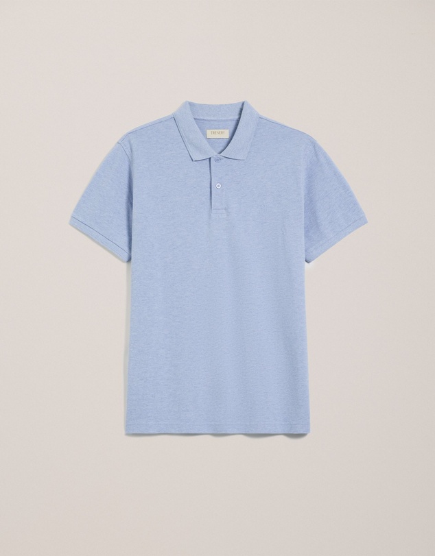 Trenery - Pique Marle Monogram Polo in Chalk Blue