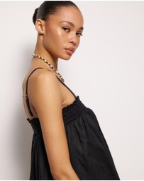 AERE - Amba Shirred Linen Mini Dress