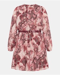 City Chic - Plus size Maddie Print Dress - cherry snake