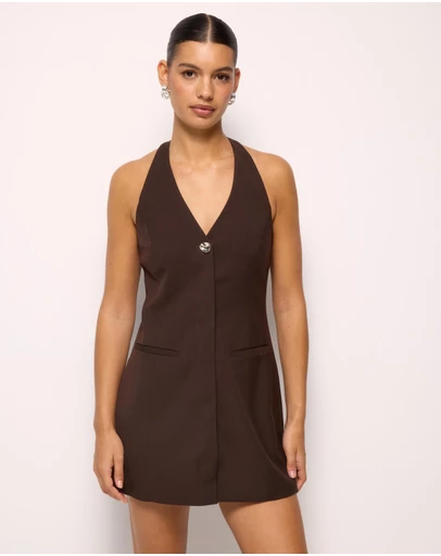 AERE - Maia Tailored Mini Halter Dress